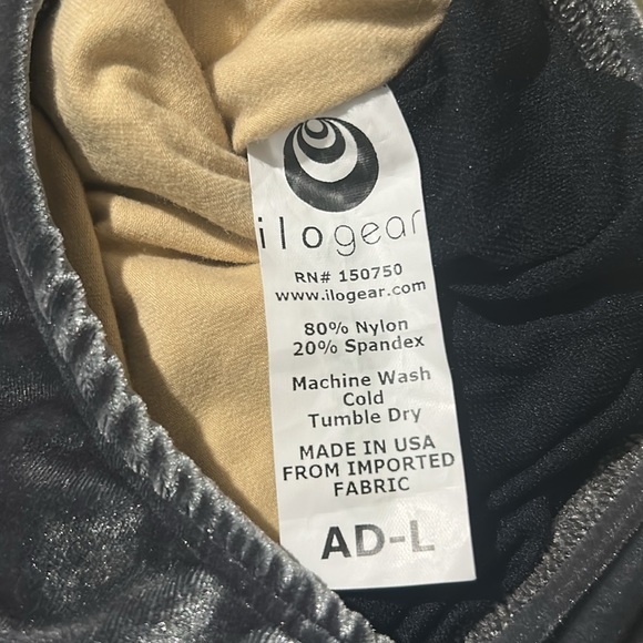 Ilógea leotard body suit gray/ silver long sleeve mesh appliquéd sz l custom - Picture 6 of 8